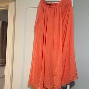 Zara Flowy Coral/orange maxi Skirt size medium new without tags